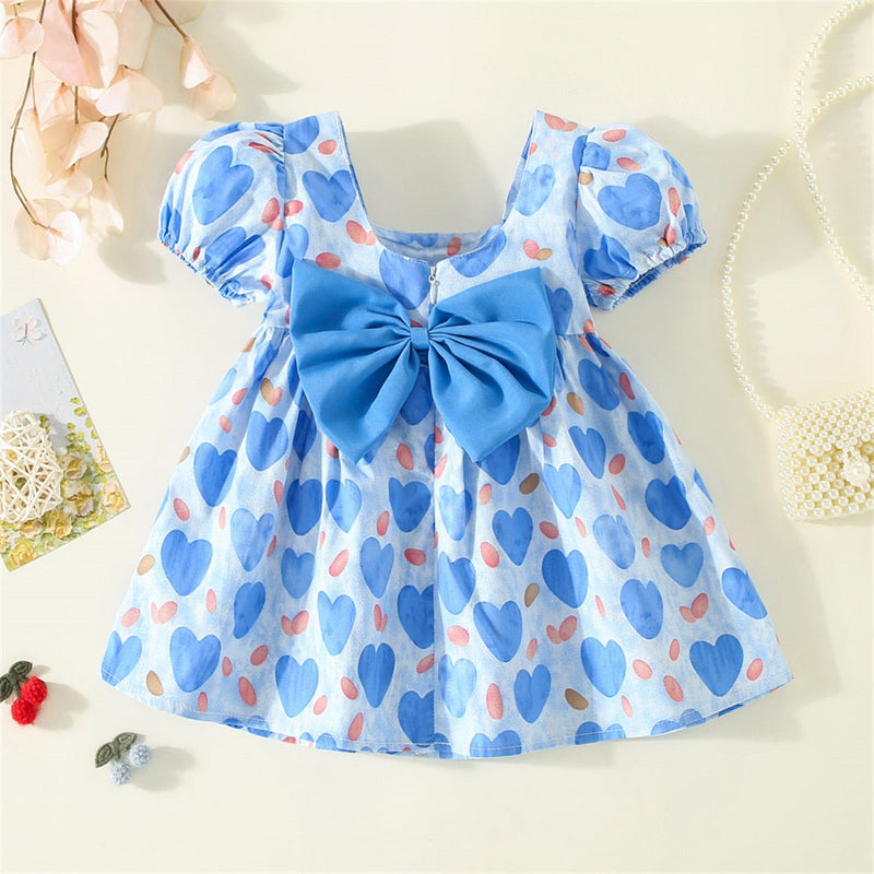 Vestido Infantil Corações e Laçinho
