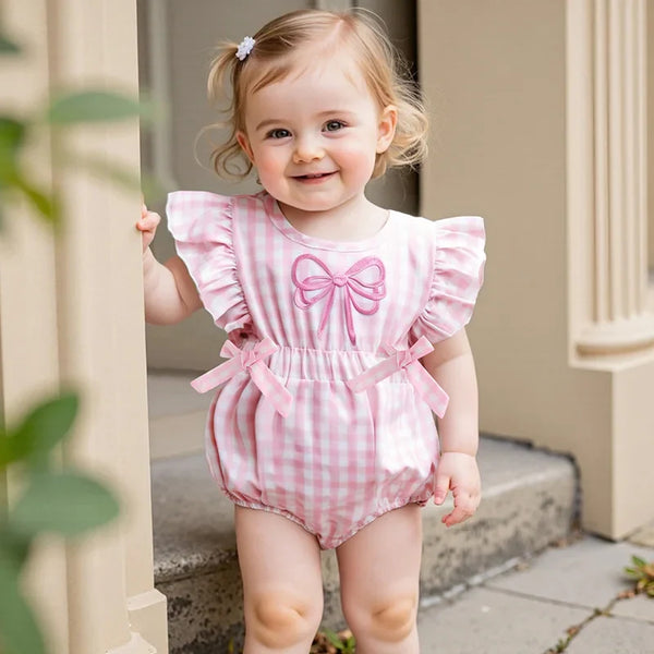 Body Infantil Feminino Xadrez Lacinho