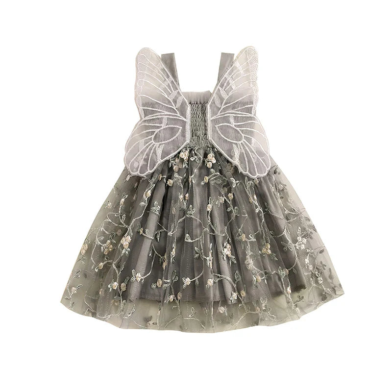 Vestido Infantil Tule Bordado Flor Asinha