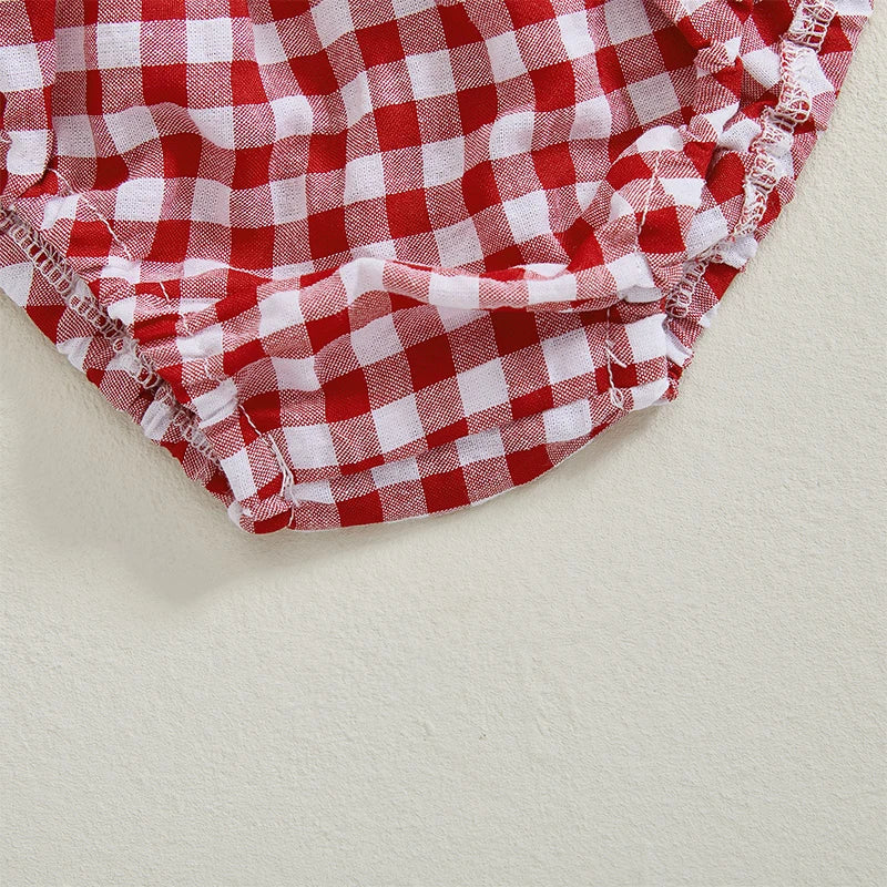 Conjunto Infantil Feminino Xadrez Cerejinhas