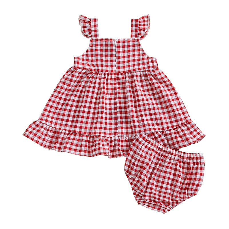 Conjunto Infantil Feminino Xadrez Cerejinhas
