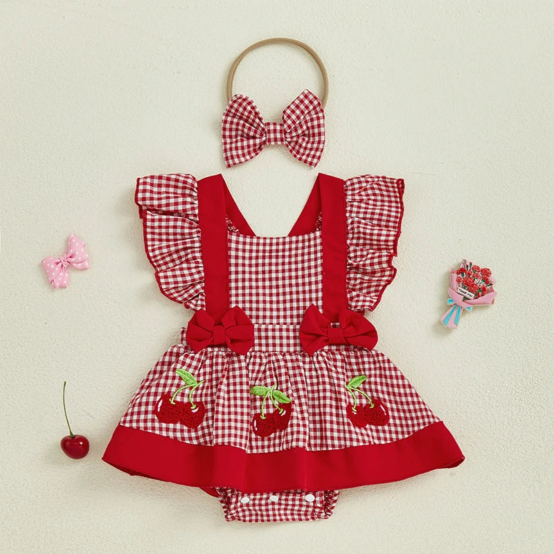 Vestido Infantil  Xadrez Moranguinhos
