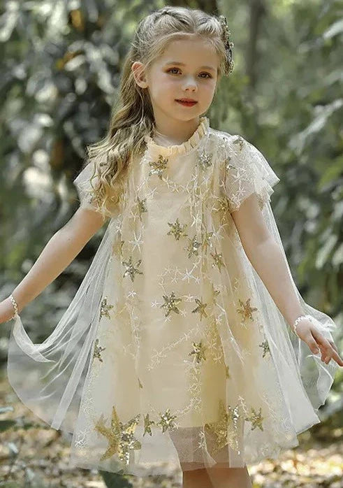 Vestido Infantil Lantejoulas Estrelinhas