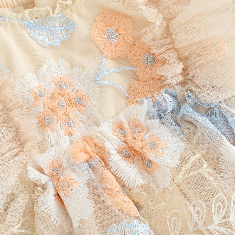 Body Infantil Tule Bordado Floral