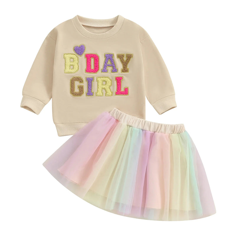 Conjunto Infantil Feminino Lístras e Sainha Tule
