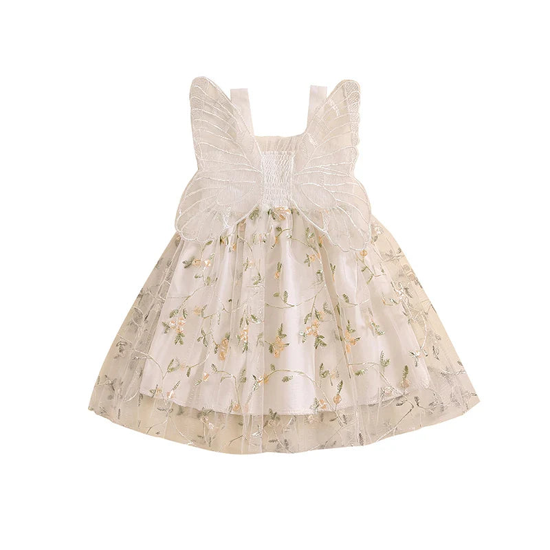 Vestido Infantil Tule Bordado Flor Asinha