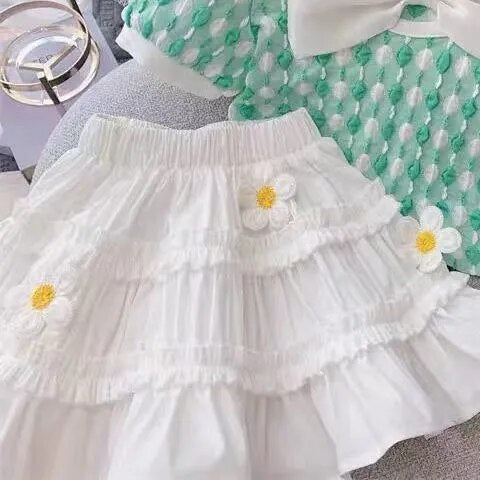 Conjunto Infantil Feminino Florzinhas e Laço