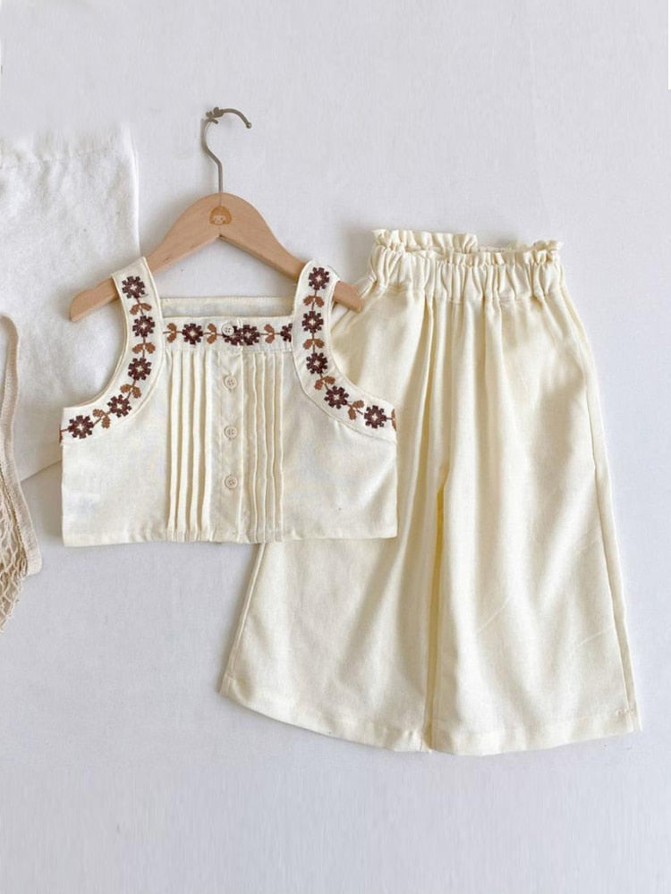 Conjunto Infantil Feminino Florzinhas Pantalona