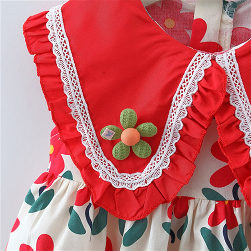 Vestido Infantil Gola e Florzinhas