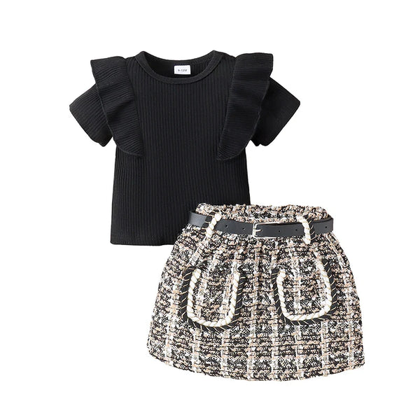 Conjunto Infantil Feminino Preto Tweed