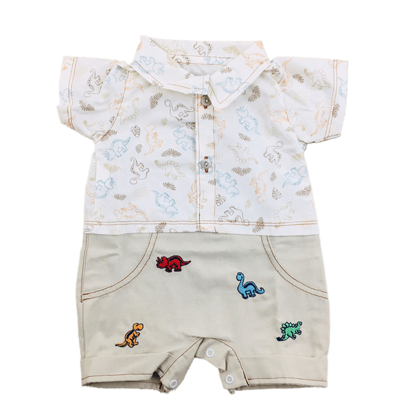 Macacão Masculino Curto Dino Baby  Brokinha