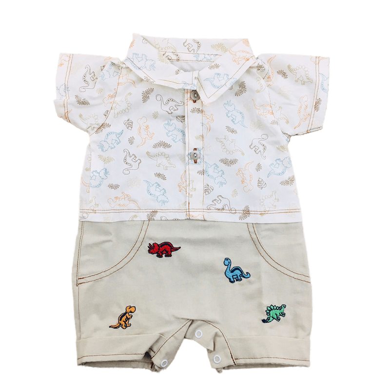 Macacão Masculino Curto Dino Baby  Brokinha