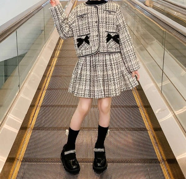 Conjunto Infantil Feminino Tweed Laçinho