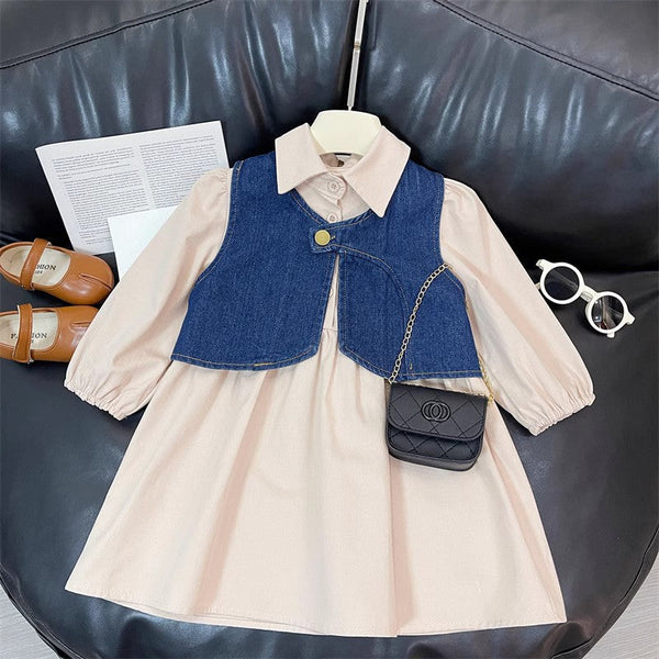 Vestido Infantil + Colete Jeans