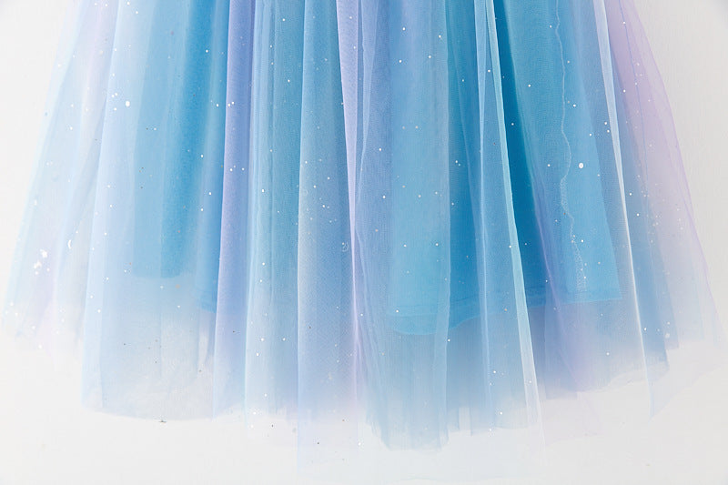 Vestido Infantil Tule Brilhos Laçinho