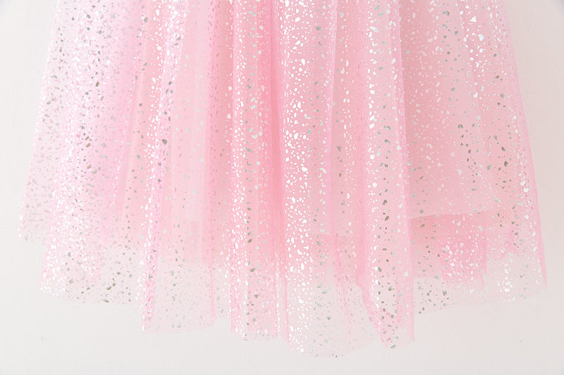 Vestido Infantil Tule Brilhos Laçinho