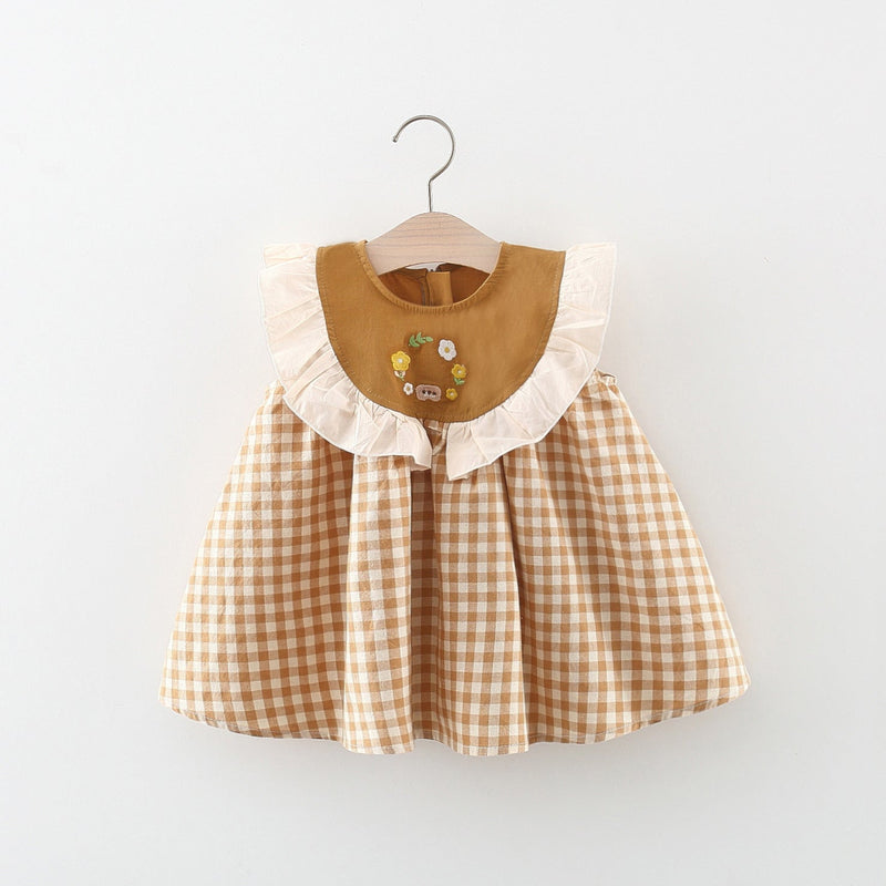 Vestido Infantil Xadrez Florzinhas