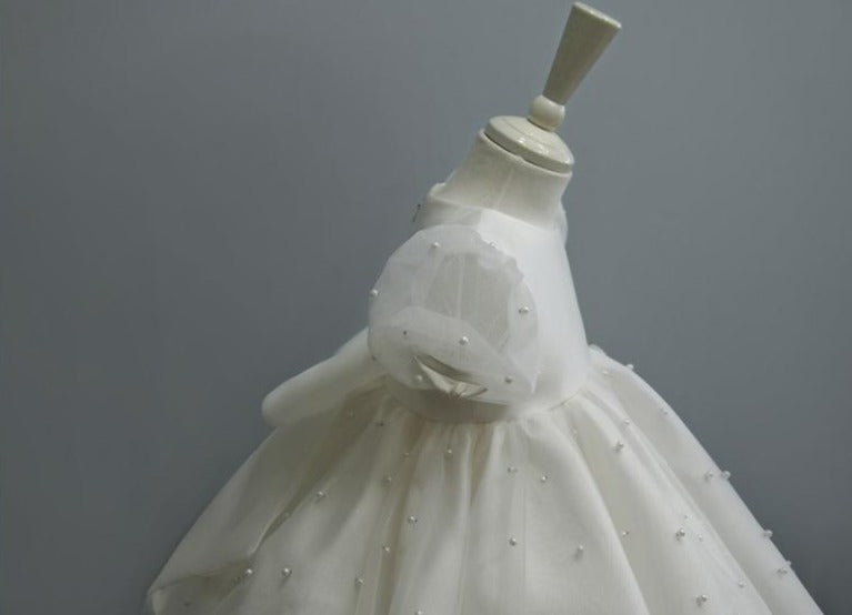 Vestido Infantil Branco Pérolas