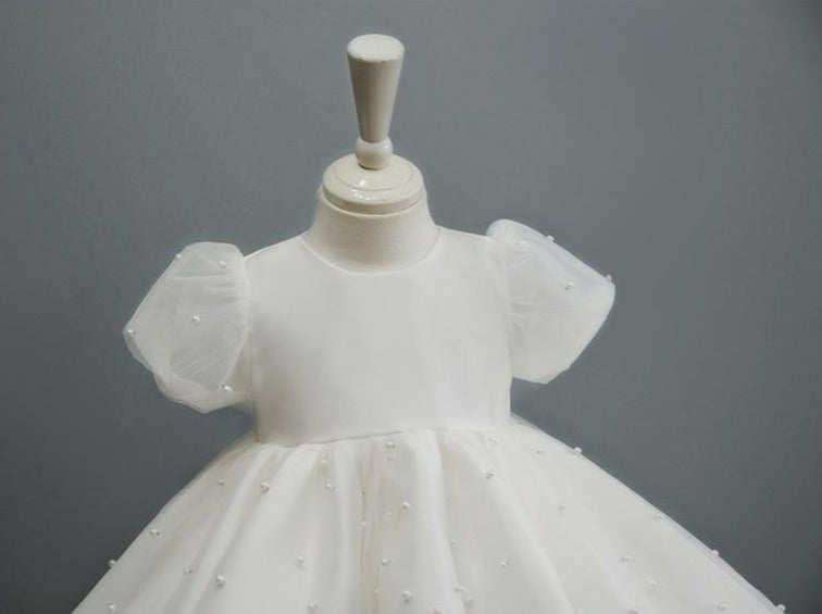 Vestido Infantil Branco Pérolas
