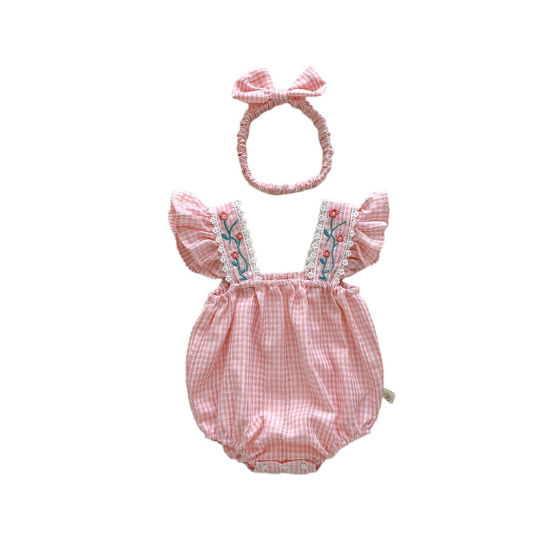 Body Infantil Feminino Xadrez Florzinhas