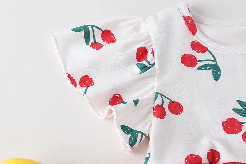 Conjunto Infantil Feminino Body Cerejinha + Saia Tule