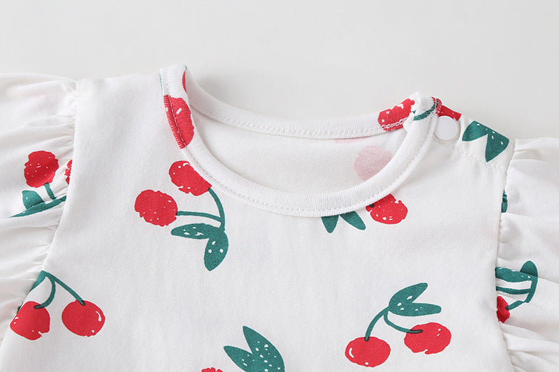 Conjunto Infantil Feminino Body Cerejinha + Saia Tule