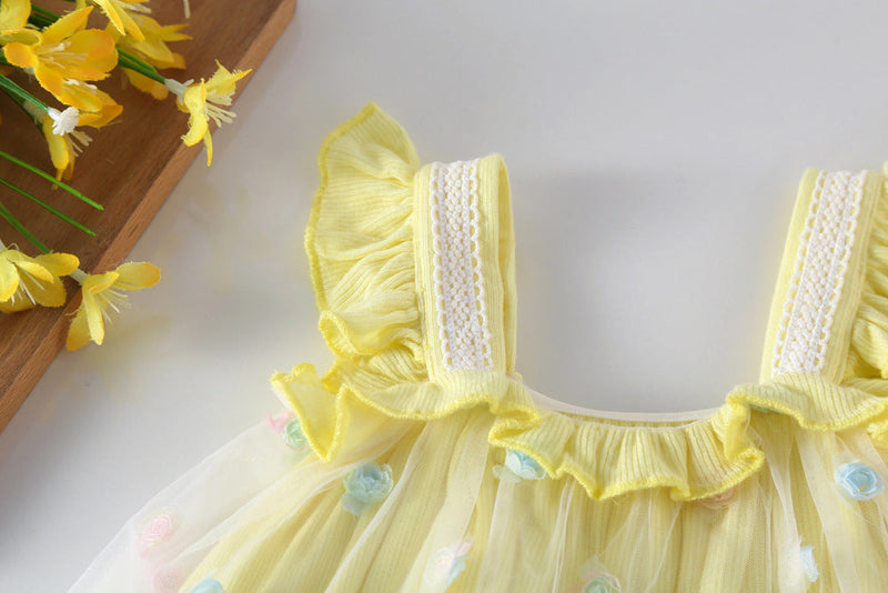 Body Infantil Feminino Tule Florzinhas Coloridas