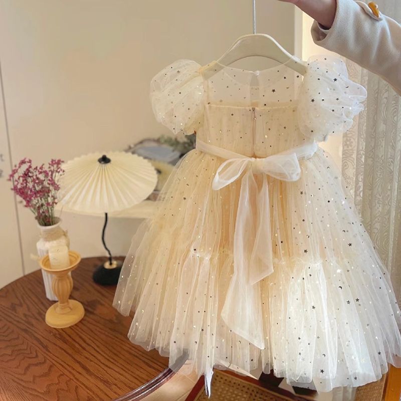 Vestido Infantil Tule Estrelinhas e Lua