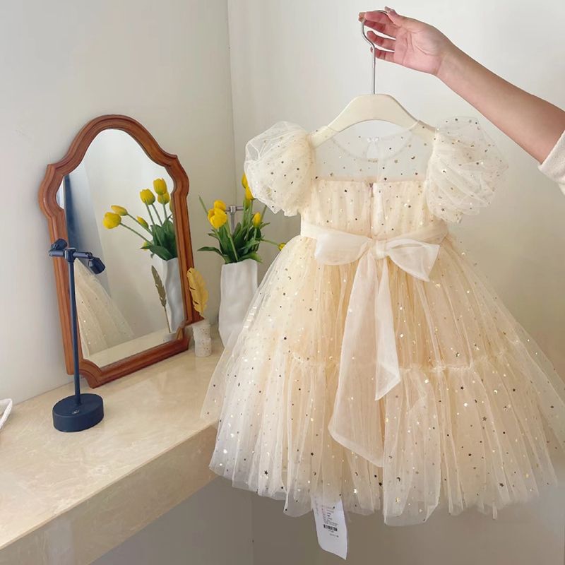 Vestido Infantil Tule Estrelinhas e Lua