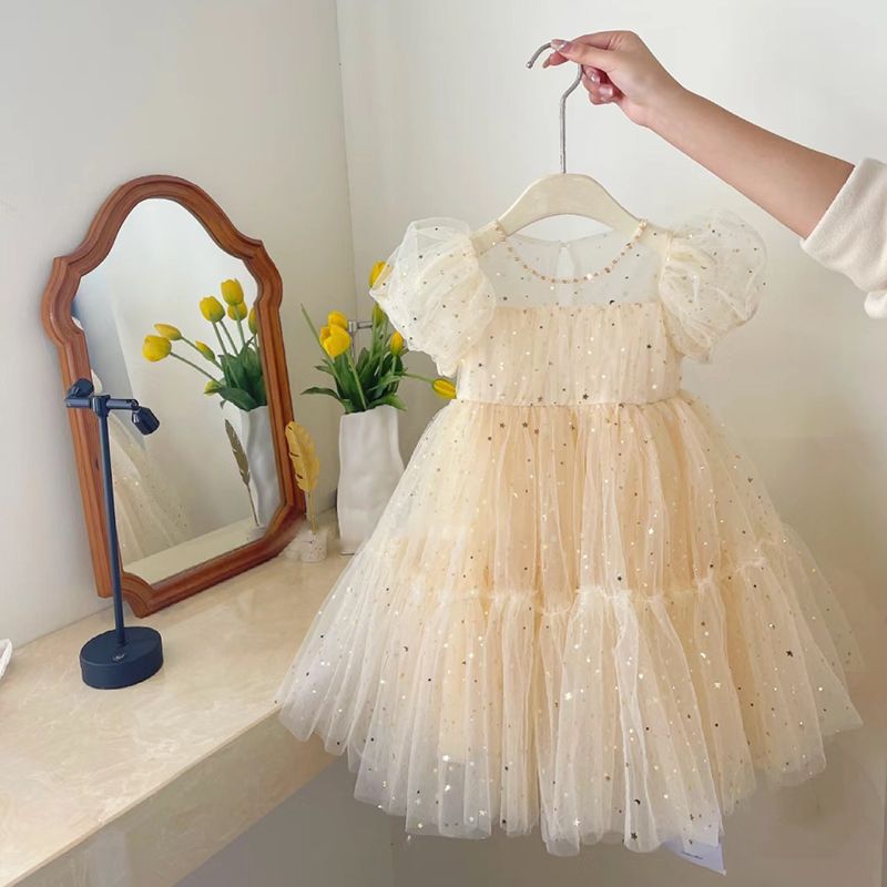 Vestido Infantil Tule Estrelinhas e Lua