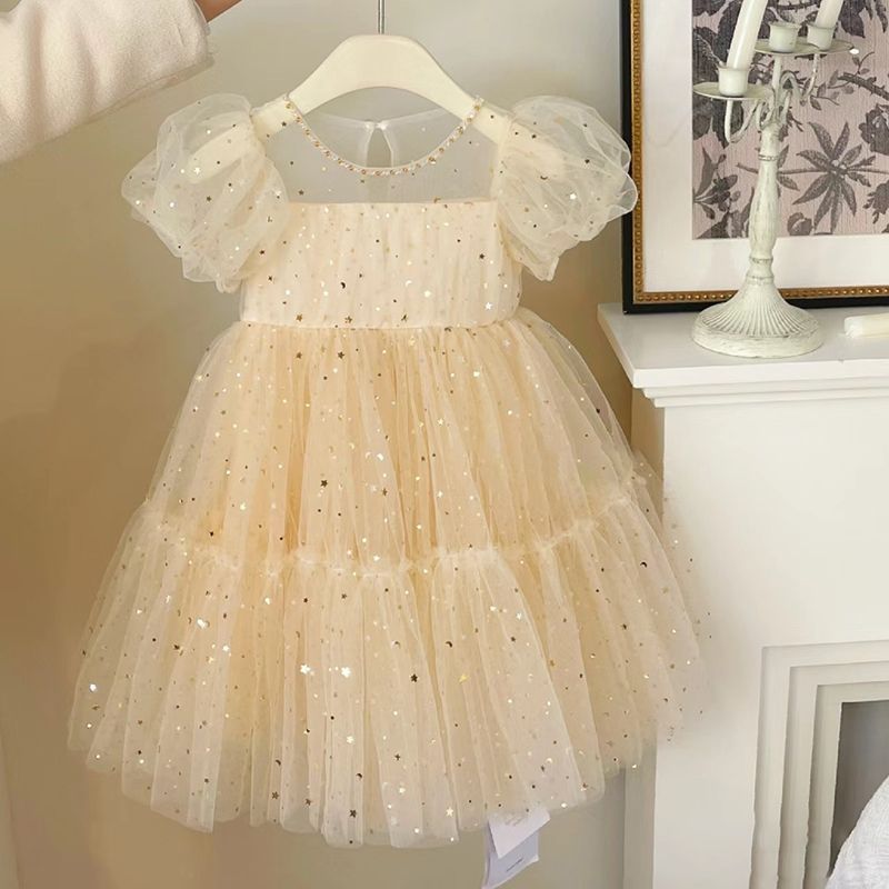 Vestido Infantil Tule Estrelinhas e Lua