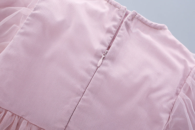 Vestido Infantil Manga Longa Tule Rendinha