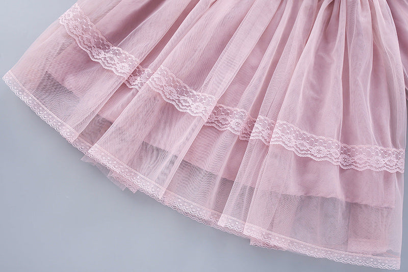 Vestido Infantil Manga Longa Tule Rendinha