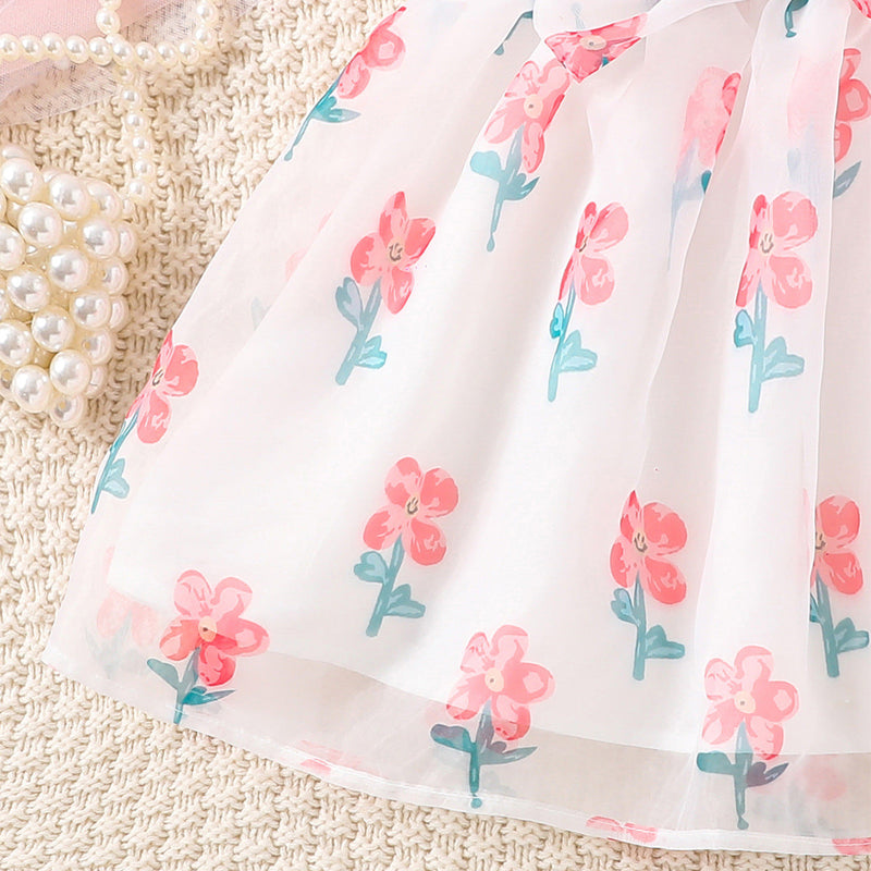 Vestido Infantil Florzinhas e Laço