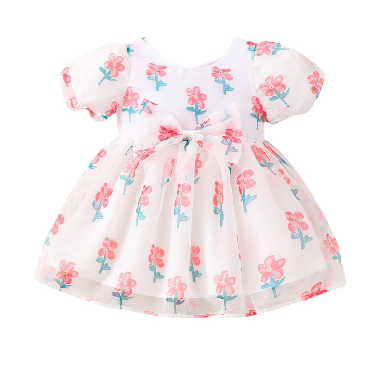 Vestido Infantil Florzinhas e Laço