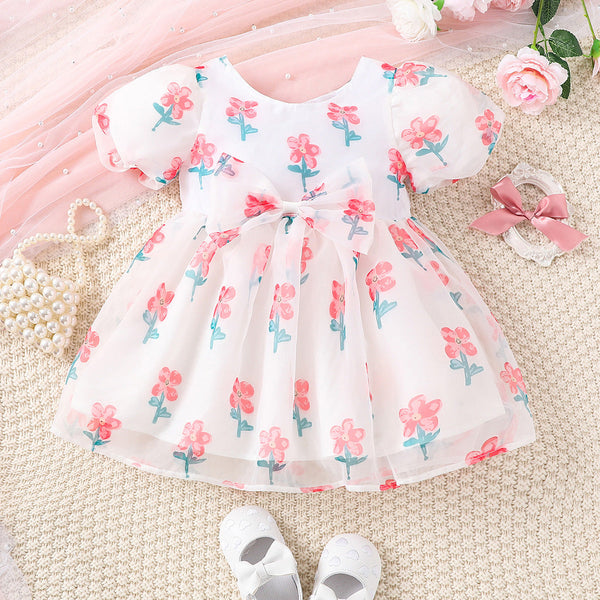 Vestido Infantil Florzinhas e Laço