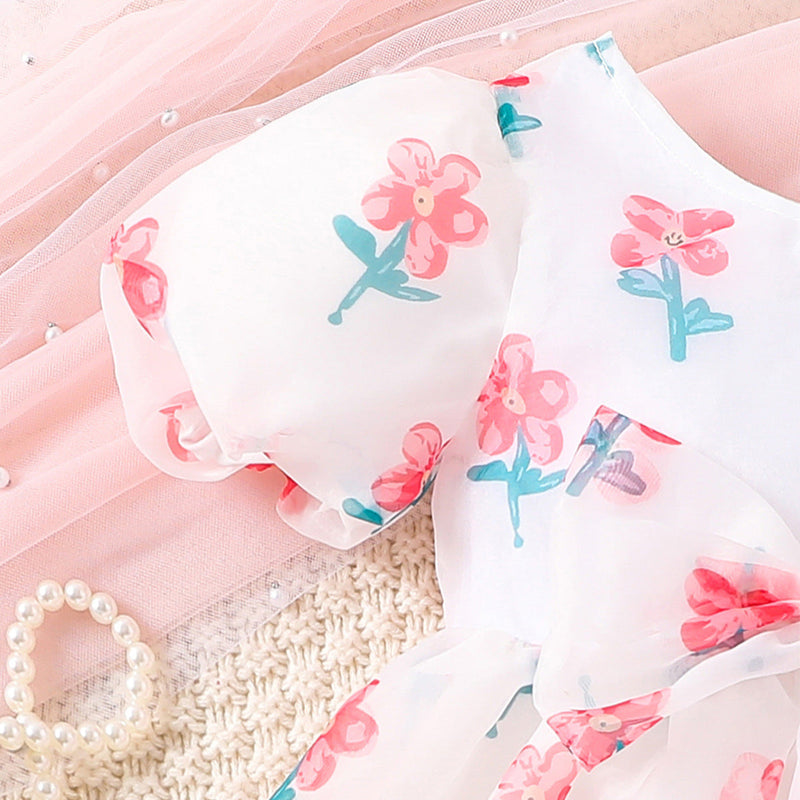 Vestido Infantil Florzinhas e Laço