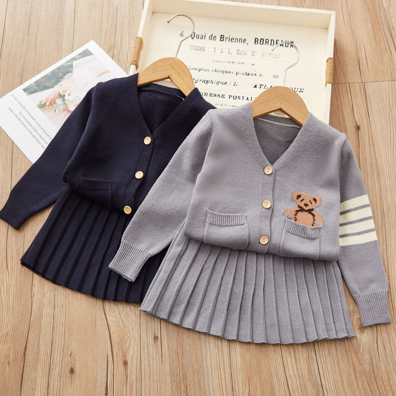 Conjunto Infantil Feminino Plíssado Ursinho