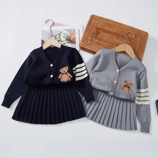 Conjunto Infantil Feminino Plíssado Ursinho