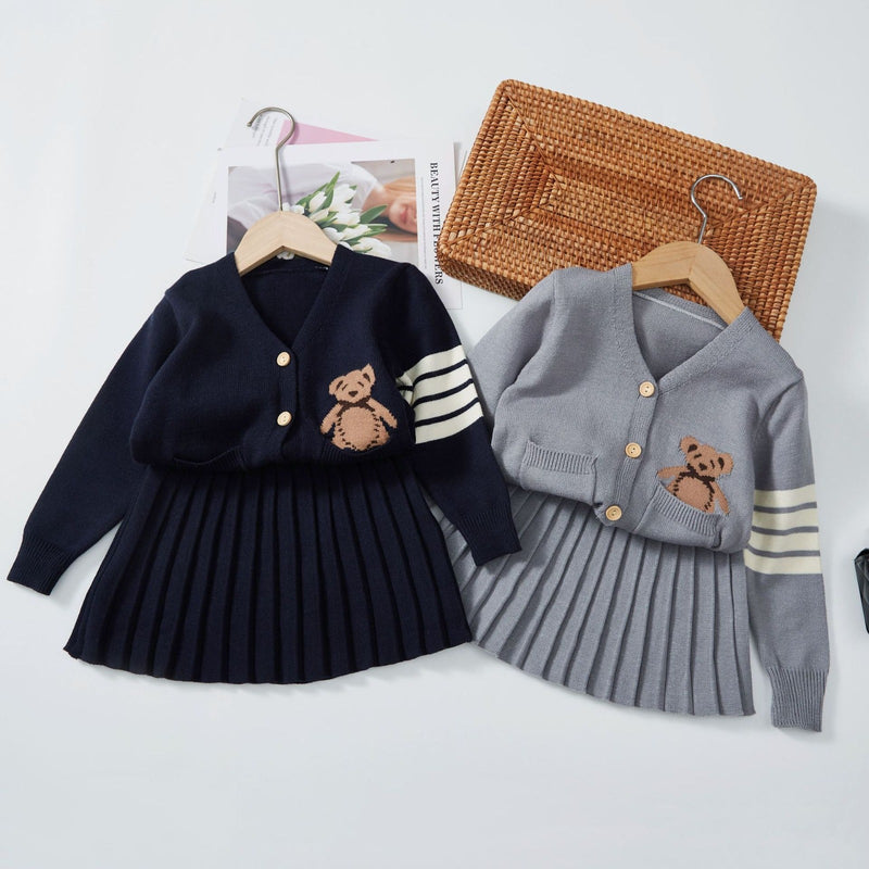 Conjunto Infantil Feminino Plíssado Ursinho