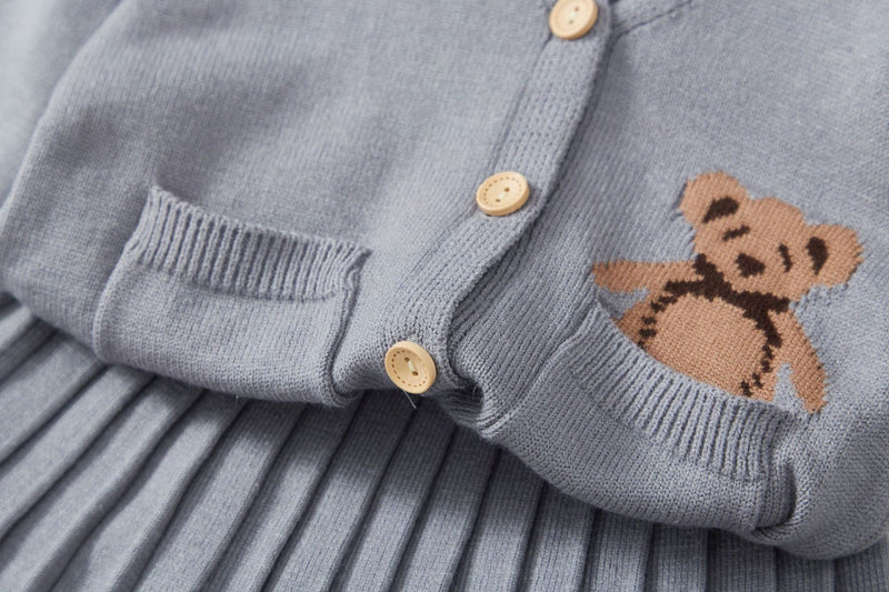 Conjunto Infantil Feminino Plíssado Ursinho