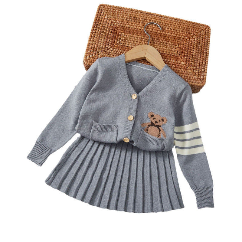Conjunto Infantil Feminino Plíssado Ursinho