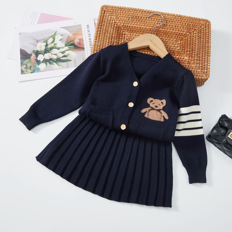 Conjunto Infantil Feminino Plíssado Ursinho