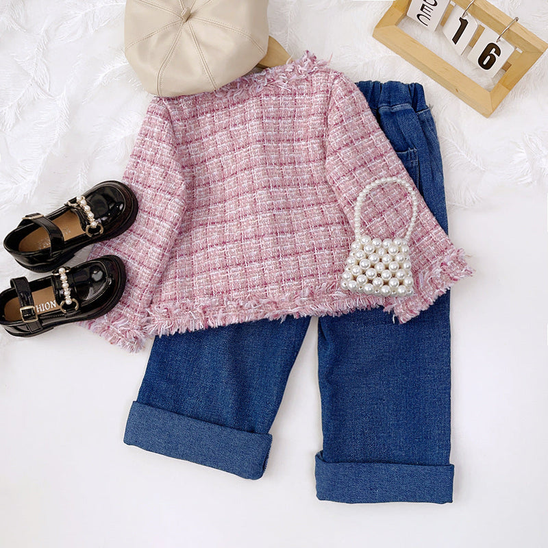 Casaco Infantil Feminino Tweed Botões
