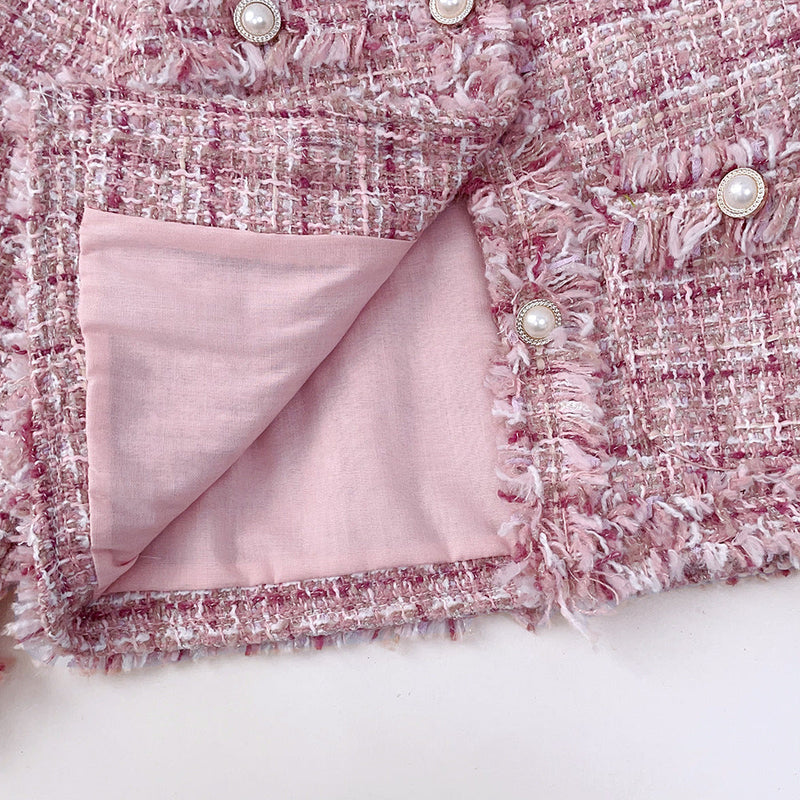 Casaco Infantil Feminino Tweed Botões
