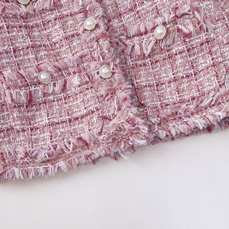 Casaco Infantil Feminino Tweed Botões