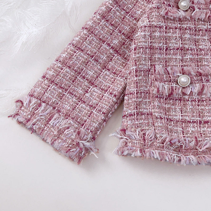 Casaco Infantil Feminino Tweed Botões