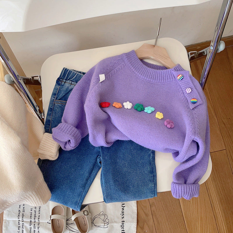 Blusa Infantil Feminina Inverno Florzinhas