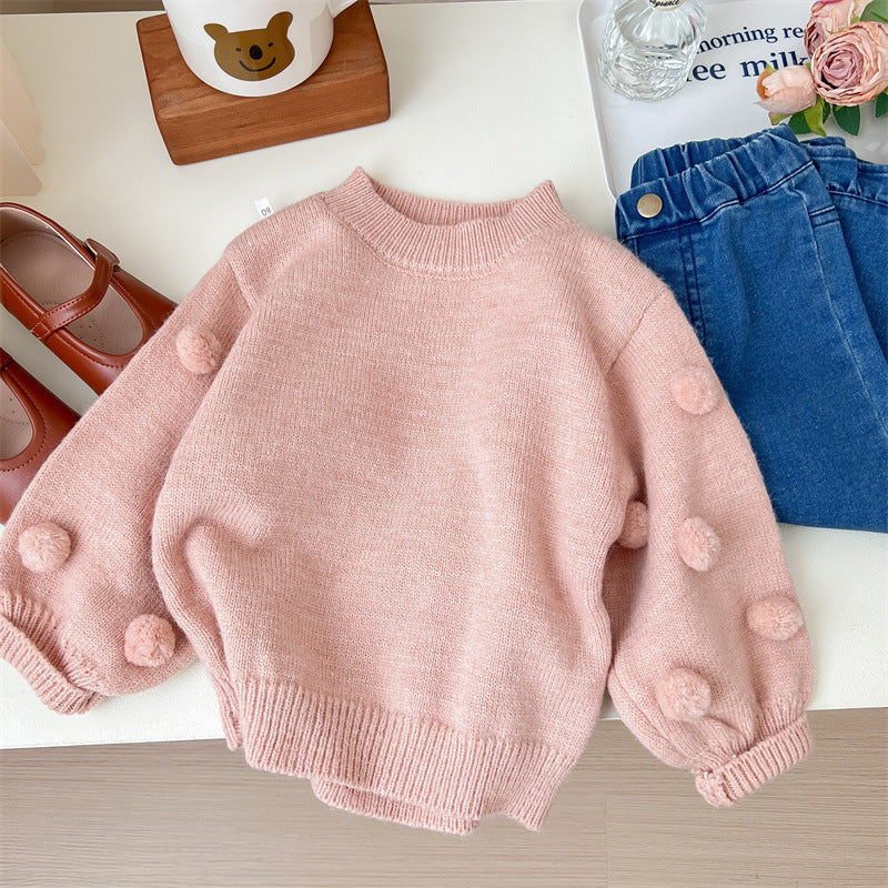 Blusa Infantil Feminina Tricô Pompom