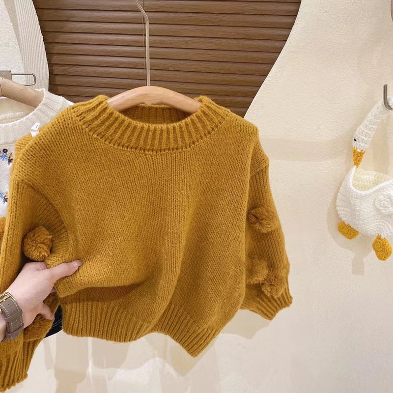 Blusa Infantil Feminina Tricô Pompom